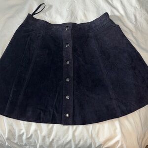 Blue Suede Button-Front Women's Skirt